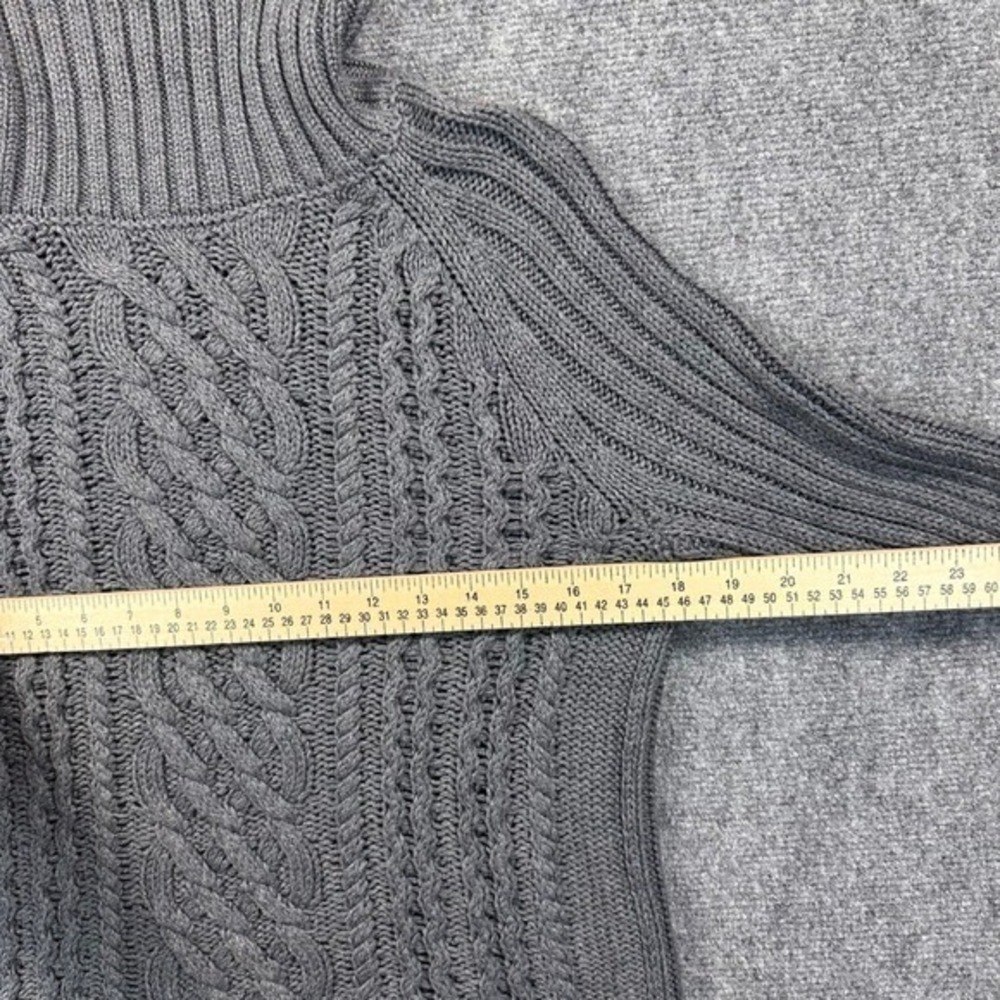 Banana Republic Tan Cotton Chunky‎ Cable Knit Turtleneck Sweater Women's S Gray - Picture 9 of 13
